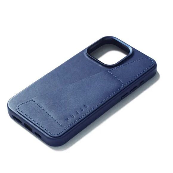 FULL LEATHER WALLET CASE FOR IPHONE 15 PRO, Blue - Picture 1 of 8
